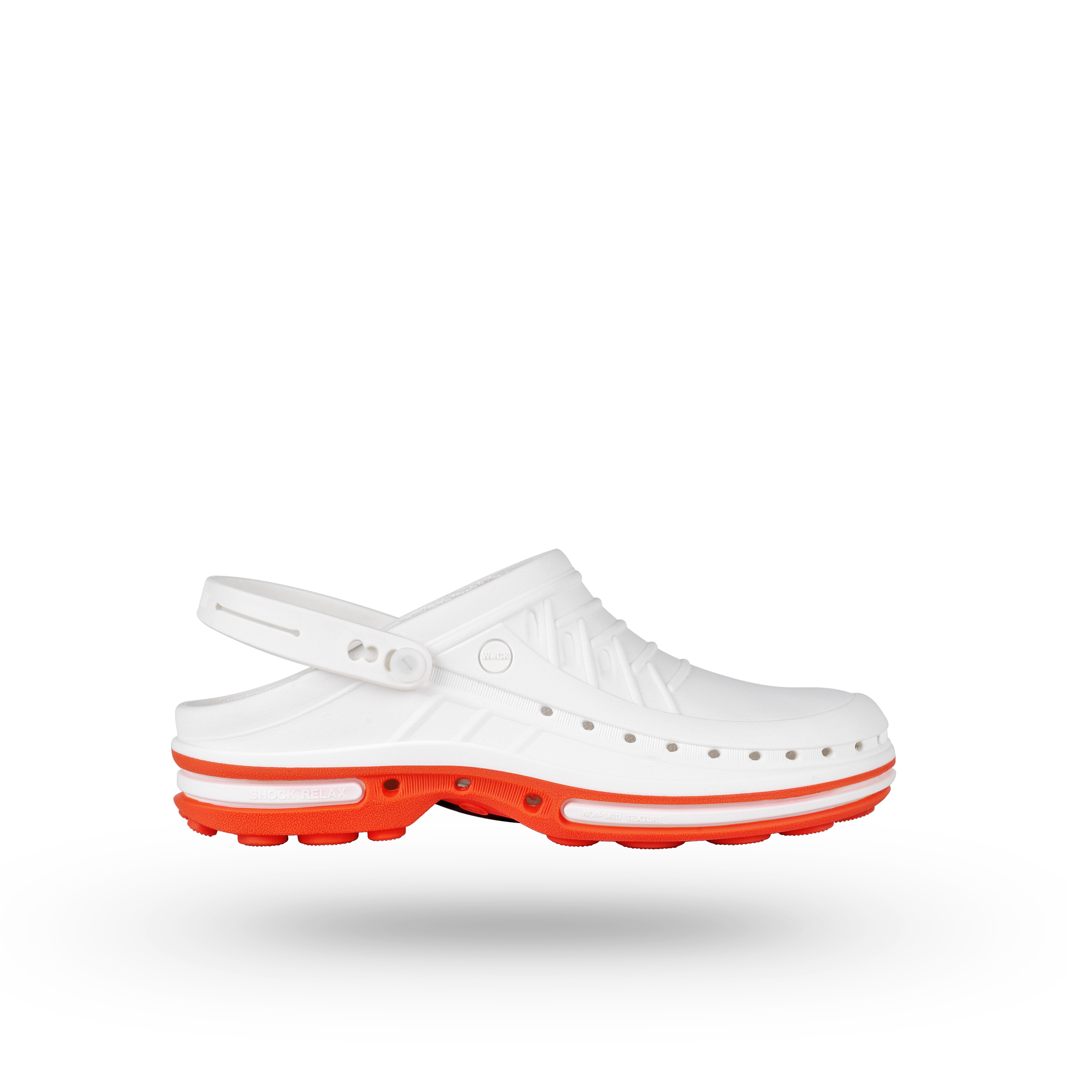 Soca WOCK Clog Palmilha Profissional Laranja e Branco com Presilha (39 - 40)