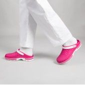WOCK Pink/White Nursing Clogs CLOG 09 w/ Strap & Comfort Insole