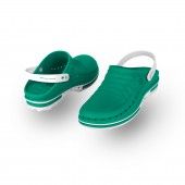 WOCK Green/White Theatre Clogs - Men and Women CLOG 06 w/ strap
