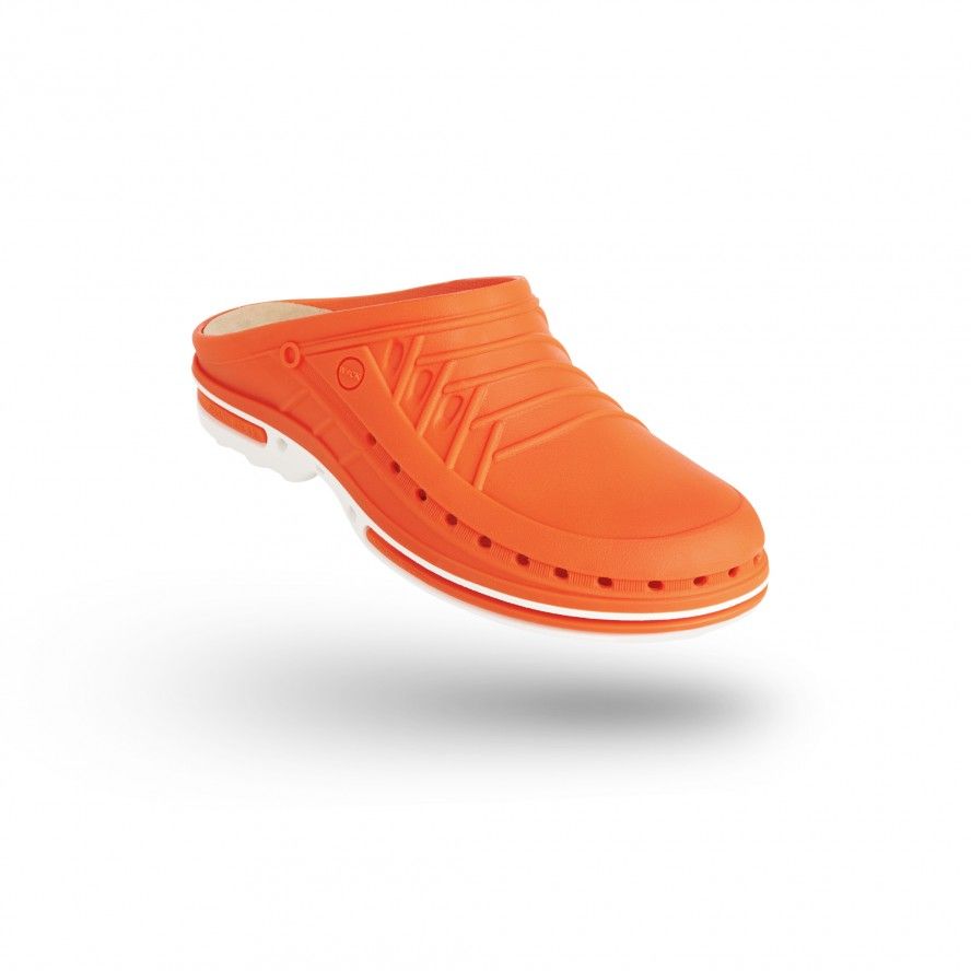 WOCK Orange/White Nursing Clogs CLOG 05 w/ Walksoft Insole