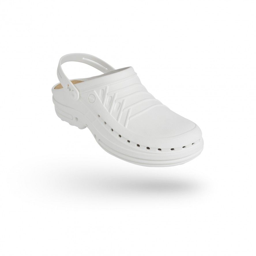 WOCK All White Nursing Clogs CLOG 10 w/ Strap and Comfort Insole
