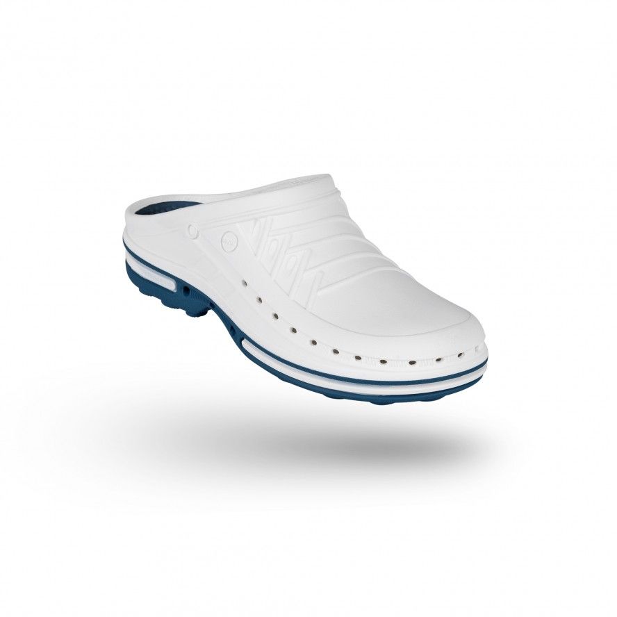 WOCK White/Blue Theatre Clogs - Men and Women CLOG 02
